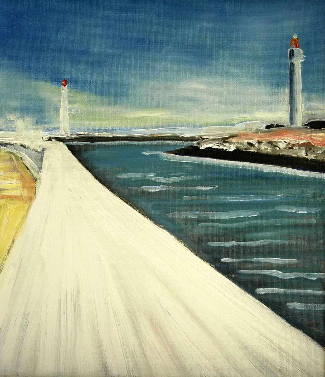 Olieverfschilderij Pier en vuurtorens