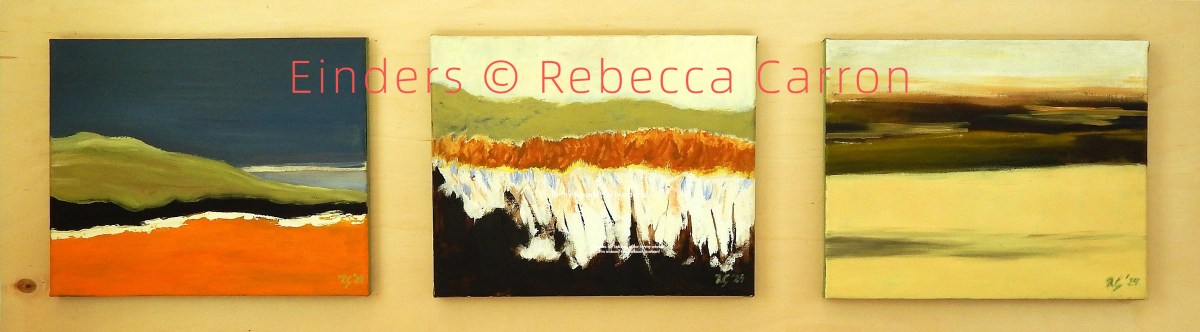 Rebecca Carron, Einders, oil on canvas on wooden panel, 32x113,5cm 2024