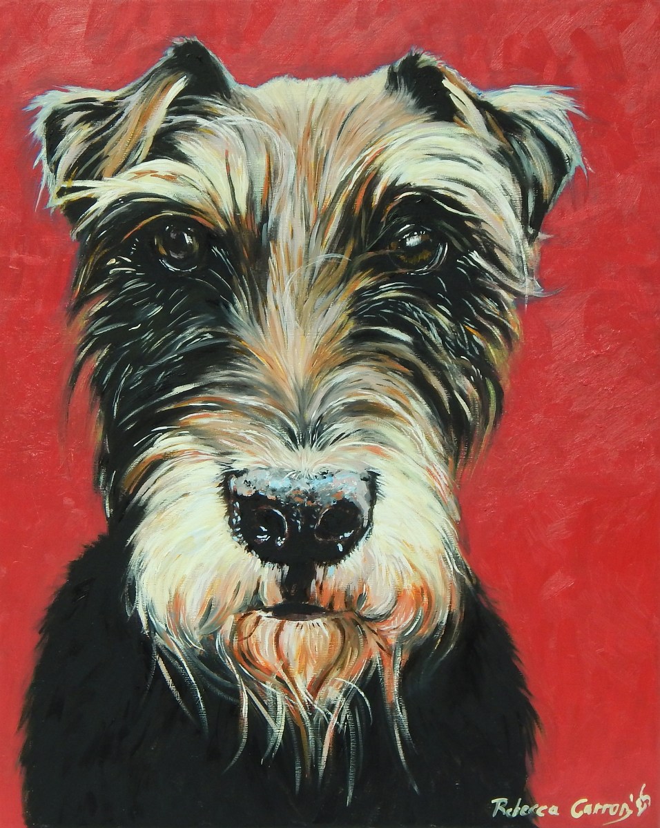Rebecca Carron Painting Portrait Dog Rik